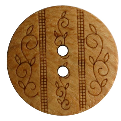 BUTTON WOOD BROWN ETCHED