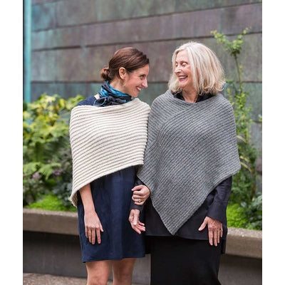 TWICE REVERSIBLE RIBBED PONCHO
